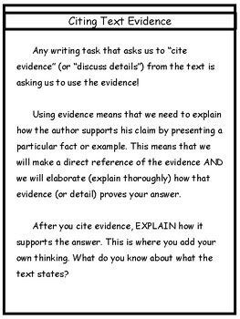 Citing evidence in literary analysis .